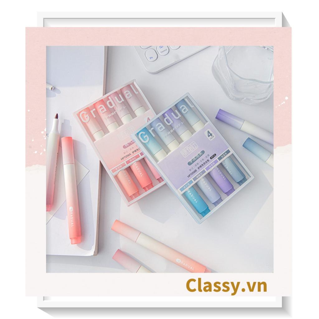 Hộp 4 bút highlight, Classy bút dạ quang, bút đánh dấu màu Gradient tiện lợi PK1536