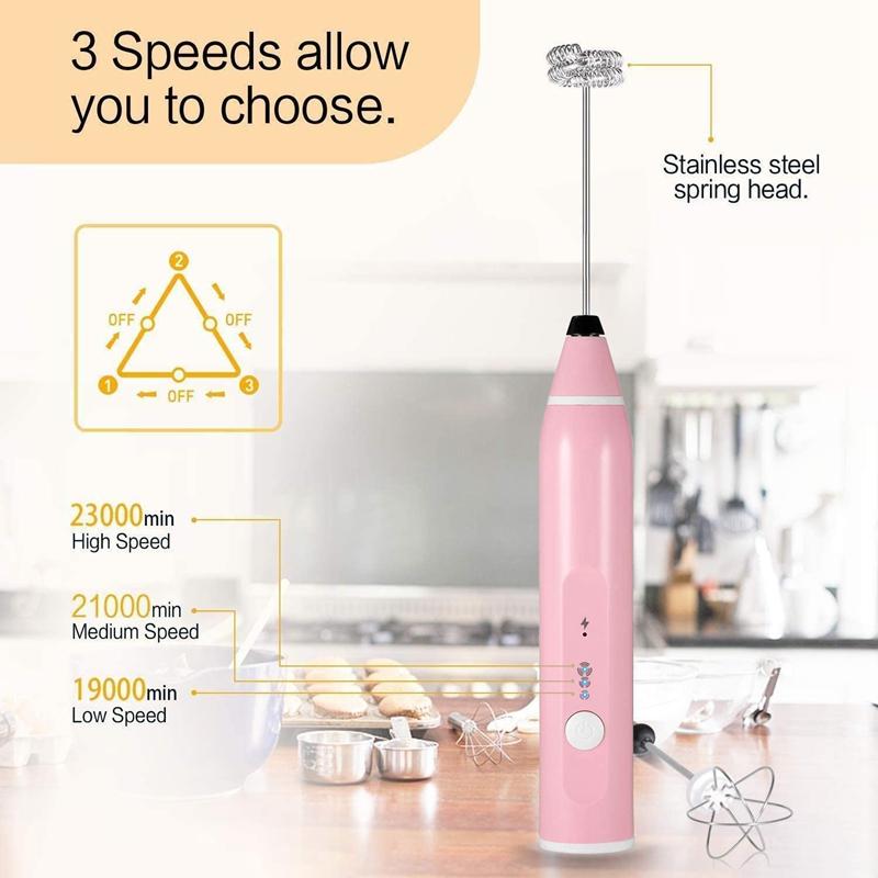Bọt Sữa Handeld, Điện Máy Đánh Trứng Làm Bánh, Cà Phê Frother Bình USB Sạc, 3 Tốc Độ Điều Chỉnh Sữa Bubbler