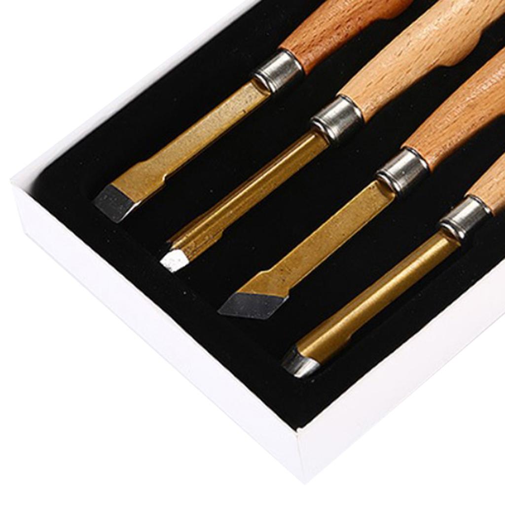 4Pc Wood Carving Knife Set for DIY Geometric Woodworking Cutting Chip Hand Tool