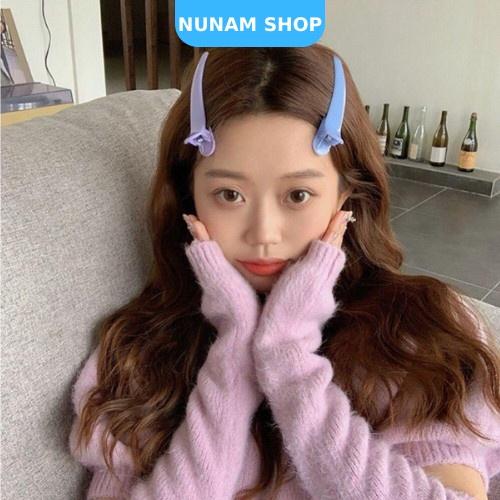 Kẹp tóc mỏ vịt dài màu trơn pastel salon ngọt ngào tiện dụng Nunam Shop