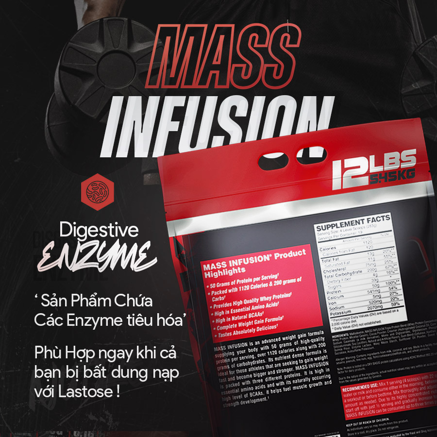 Combo Sữa Tăng cân Tăng cơ Mass Infusion từ Nutrex + Quà tặng