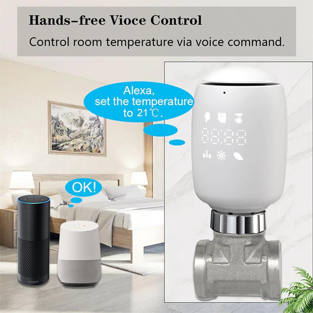 Zigbee TRV Intelligent Radiator Valve Thermostat Mobile Phone APP Control Remote Control Programmable Smart Temperature Controller Need to be Used with Zigbee Gateway E14648-3