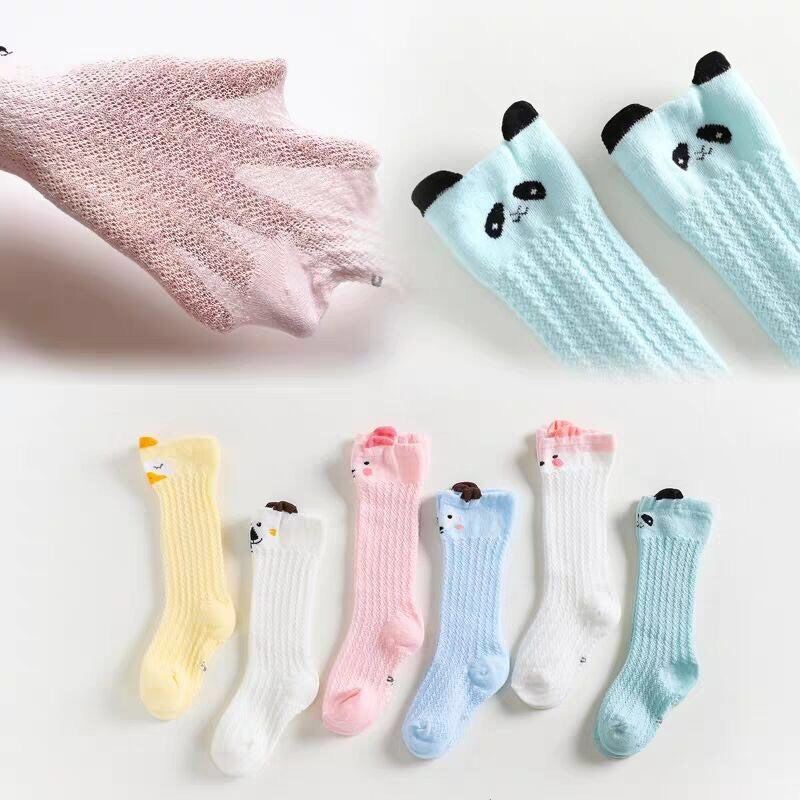Tất vớ lưới cổ cao chống muỗi cho bé 0-3 tuổi chất cotton chống trơn trượt hình thú ngộ nghĩnh phối màu sắc đáng yêu – T018