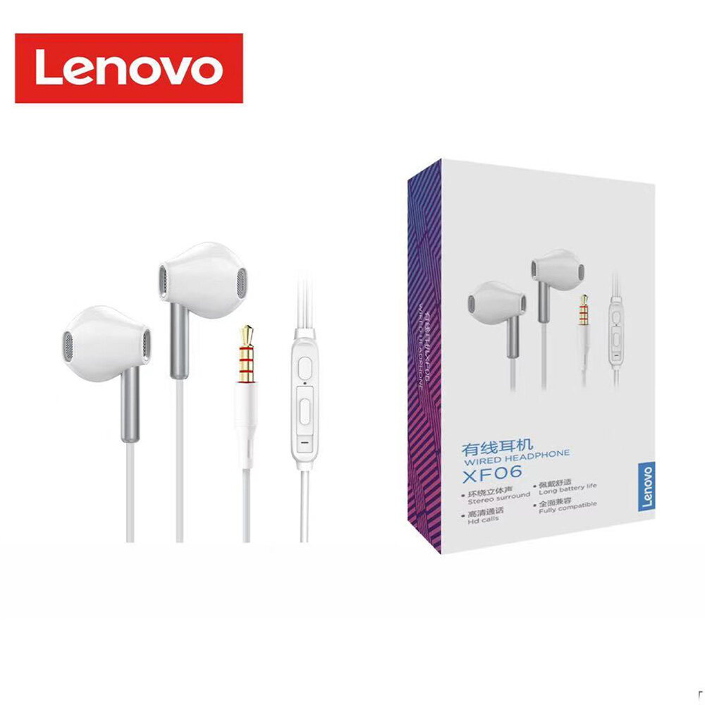 Tai Nghe Kèm Mic Hàng Chính Hãng Lenovo XF06m Jack 3.5mmĐiều Chỉnh Âm Lượng,Kết Nối Điện Thoại,Máy Tính,Laptop,Máy Tính Bảng