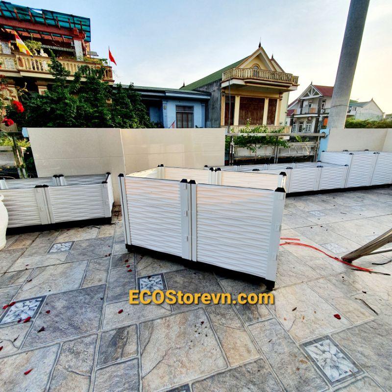 Chậu trồng rau lắp ghép. KT 100x50 cao 55 cm.Đáy thoát nước chống ngập úng.Sang trọng- Bền hơn 10 năm.