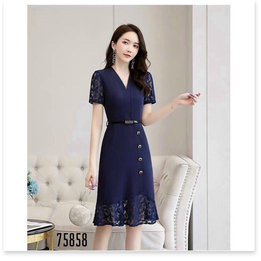 ĐẦM UMI TAY NGẮN,CỔ V,HỌA TIẾT TRƠN NHƯNG VÔ CÙNG SANG TRỌNG 1HIT1 FASHION