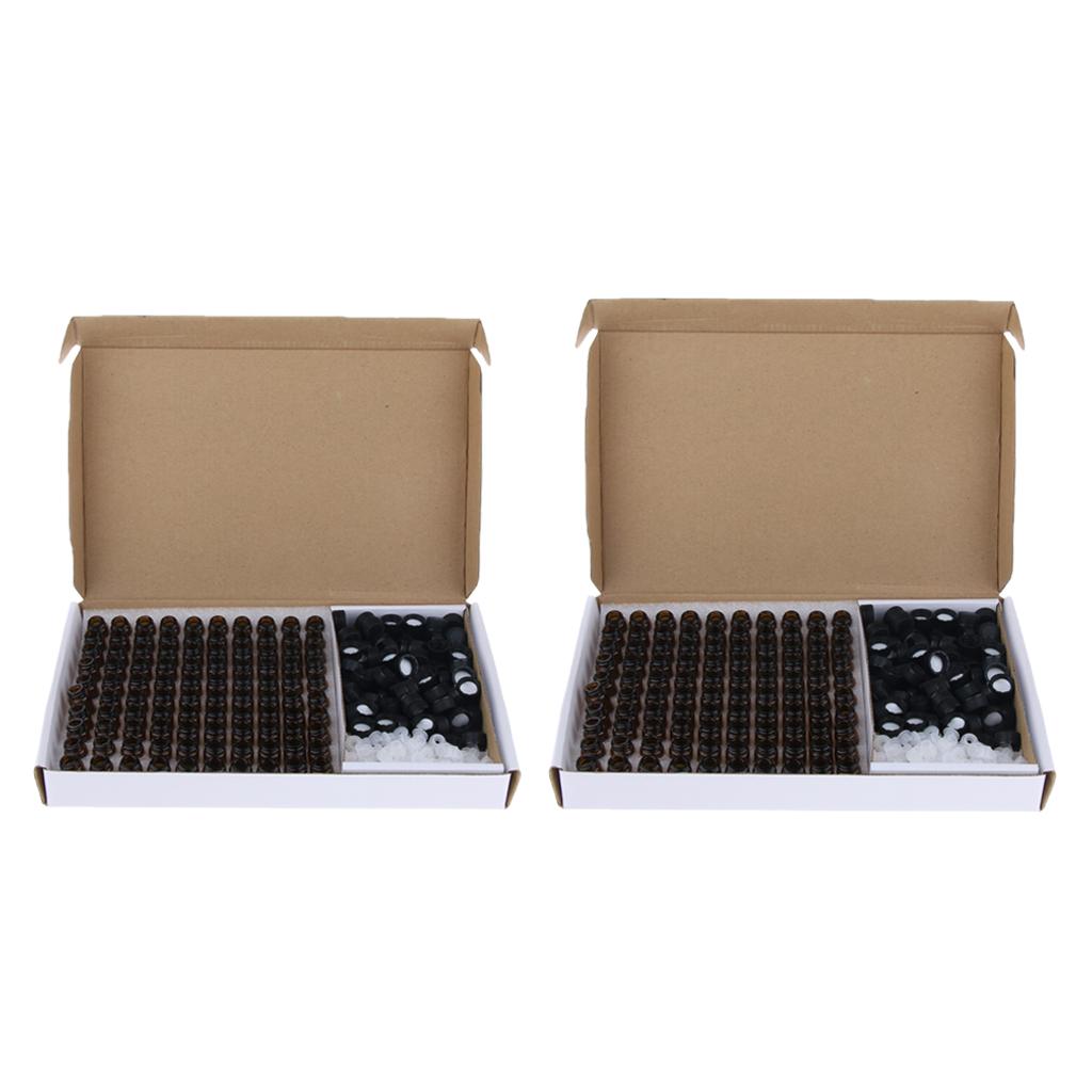 Lot 200 Mini 1ml&2ml Glass Bottles W/Orifice Reducer Black Screw Cap Small Vials