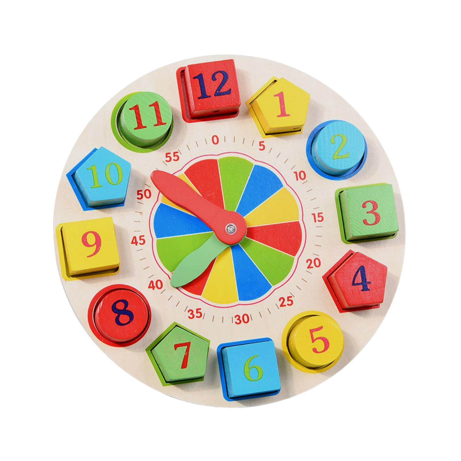 Montessori Wooden Clock Toys Wooden Lacing Threading Toys for Baby Boys