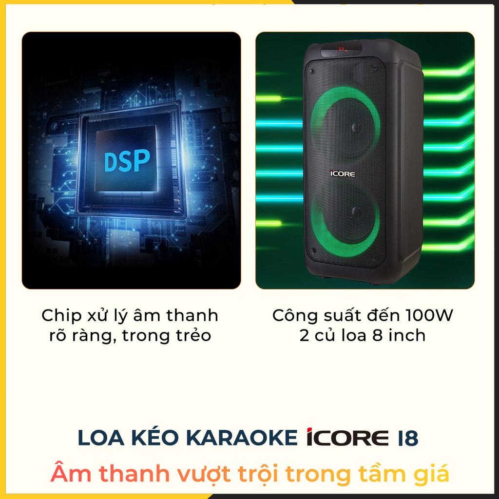 Loa du lịch iCore i8 - Loa karaoke xách tay - Loa bass đôi - Hàng Chính Hãng