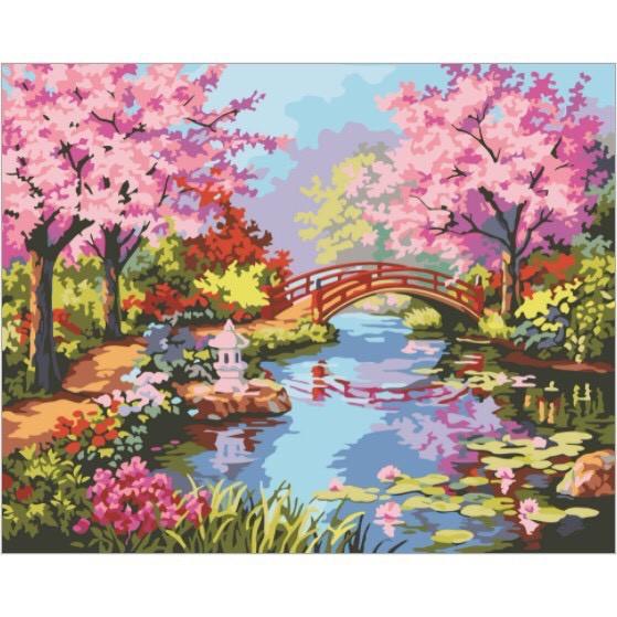 Tranh phong cảnh tô màu theo số vải canvas cao cấp kèm khung kích thước 40x50 cm