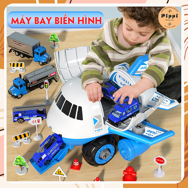 BỘ ĐỒ CHƠI LẮP RÁP MAY BAY CHỞ ĐỒ KÈM Ô TÔ VÀ NHIỀU CHI TIẾT