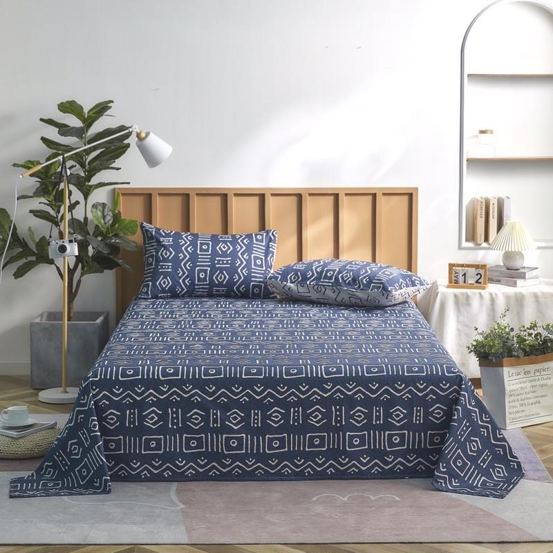 Set Ga Gối Cotton Living 100%cotton Hàng Nhập Khẩu Cao Câp 3 Món Hoa Vintage