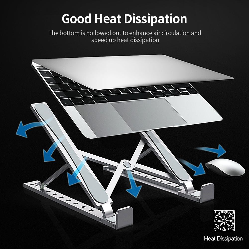 Giá đỡ máy tính xách tay có thể điều chỉnh 10 cấp bằng hợp kim nhôm chống trượt có thể gập lại