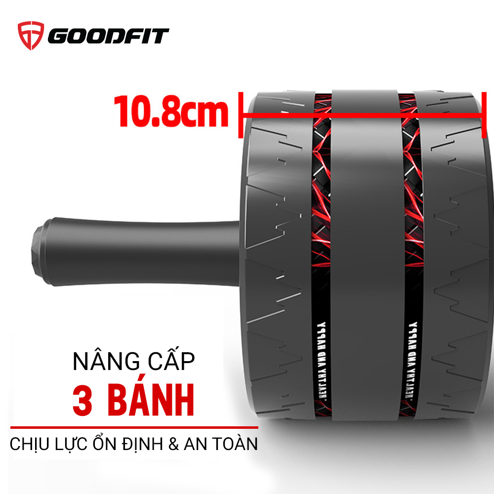 Con lăn tập bụng, con lăn tập cơ bụng 3 bánh GoodFit chống trượt, chịu tải 200kg tập luyện tại nhà Goodfit GF603AB