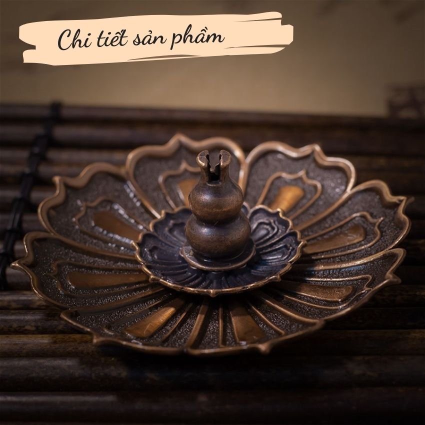 Đế Cắm Nhang Đặt Hương Hợp Kim Hình Liên Hoa Tam Bảo