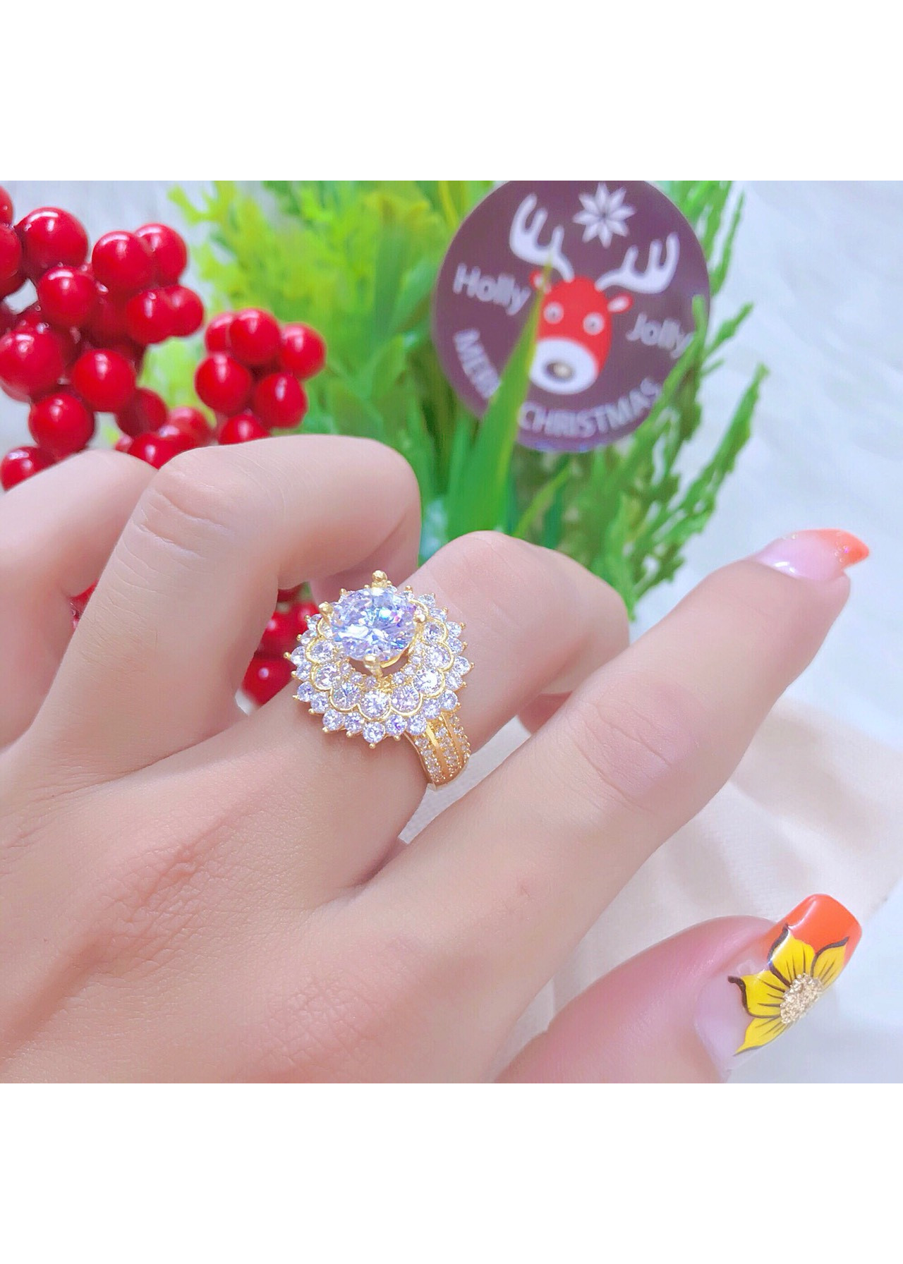 Nhẫn nữ đính xoàn xi dát vàng 18k 