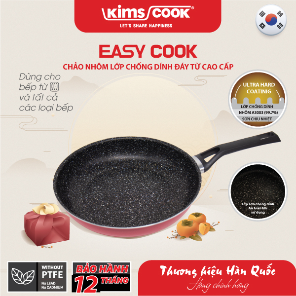 Chảo KIMS COOK Easy Cook hợp kim nhôm chống dính vân đá đáy từ