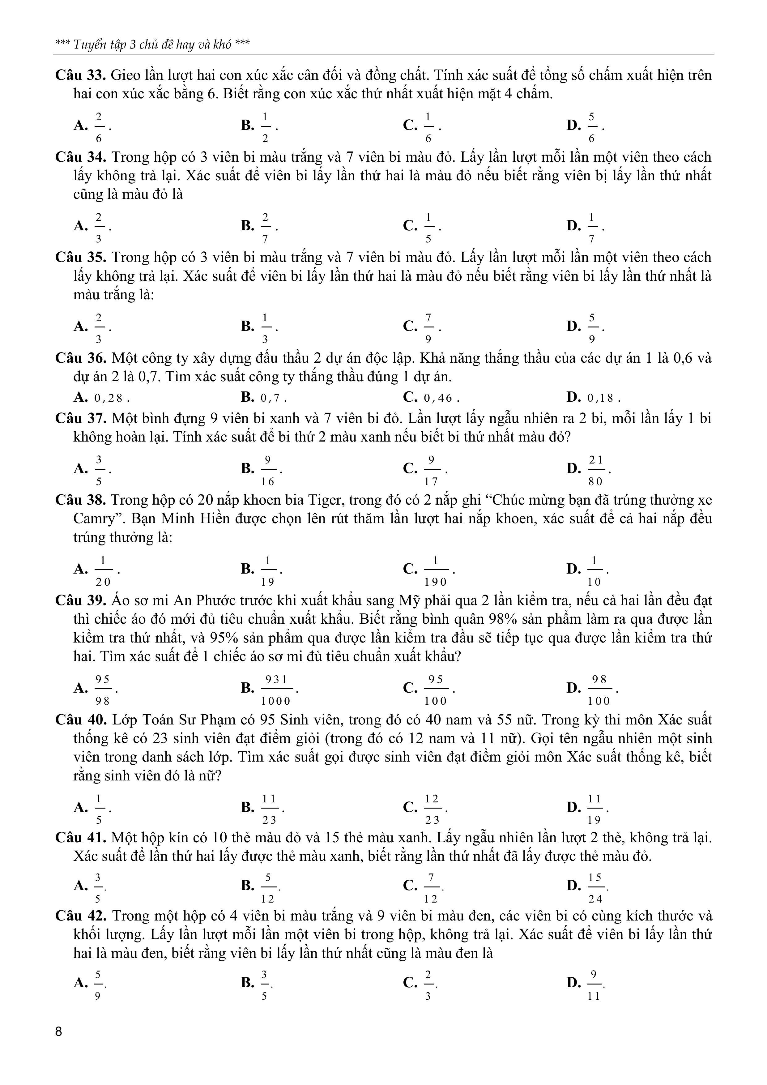 Sách - Tuyển Tập 3 Chủ Đề Hay Và Khó Xác Suất Có Điều Kiện Một Số Yếu Tố Của Lý Thuyết Đồ Thị