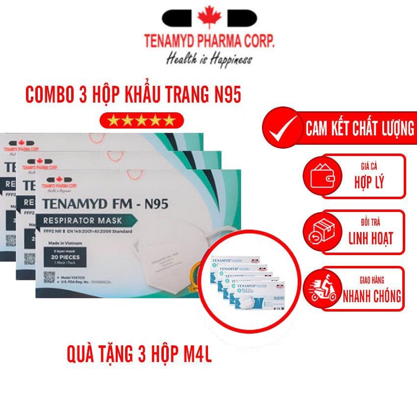 (Combo 3 Hộp) Khẩu Trang N95 Tenamyd Chính Hãng