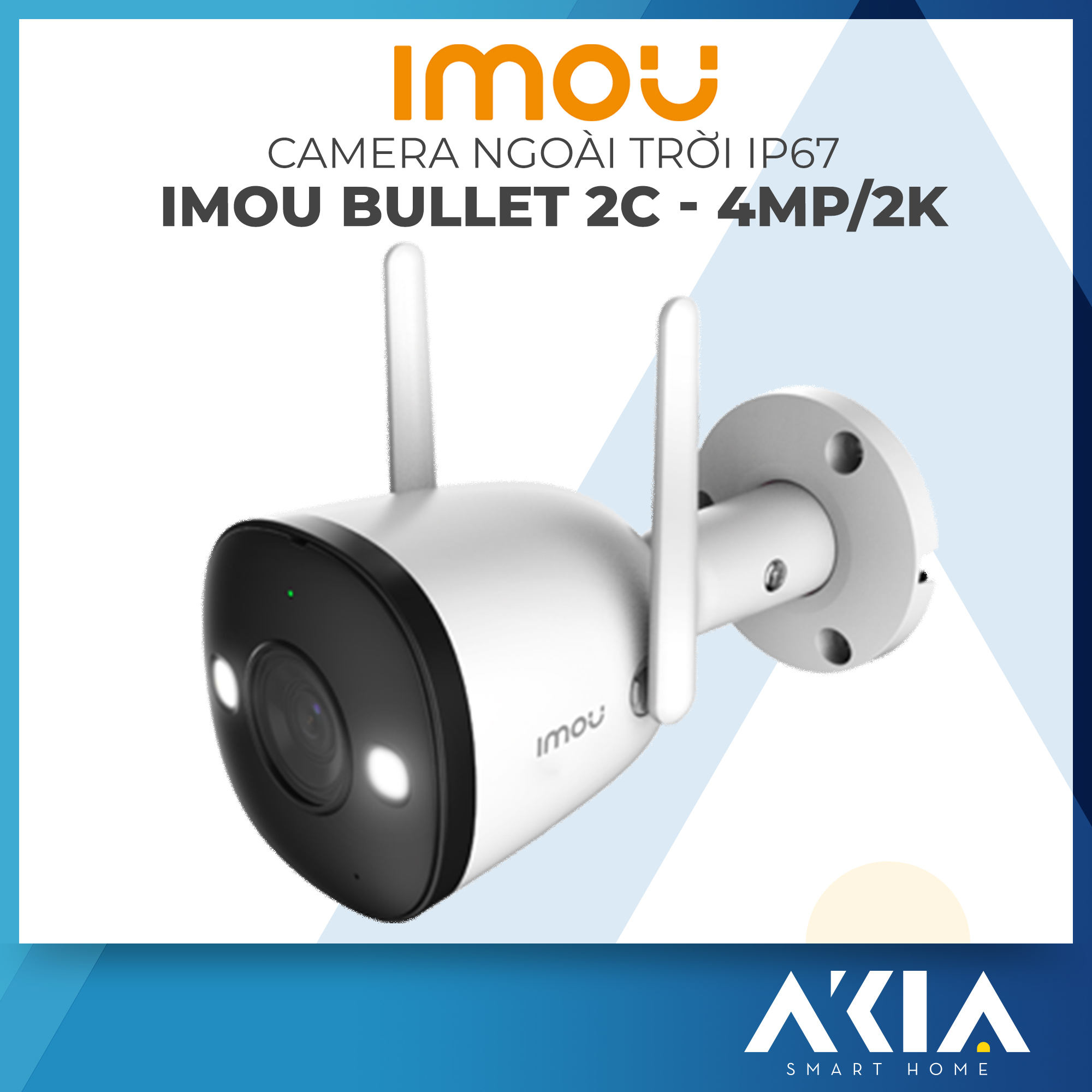 Camera Ngoài Trời Imou Bulet 2C 4MP, Chống nước IP67, Chuẩn nén H265, Theo dõi chuyển động, Quay Màu ban đêm - Hàng chính hãng