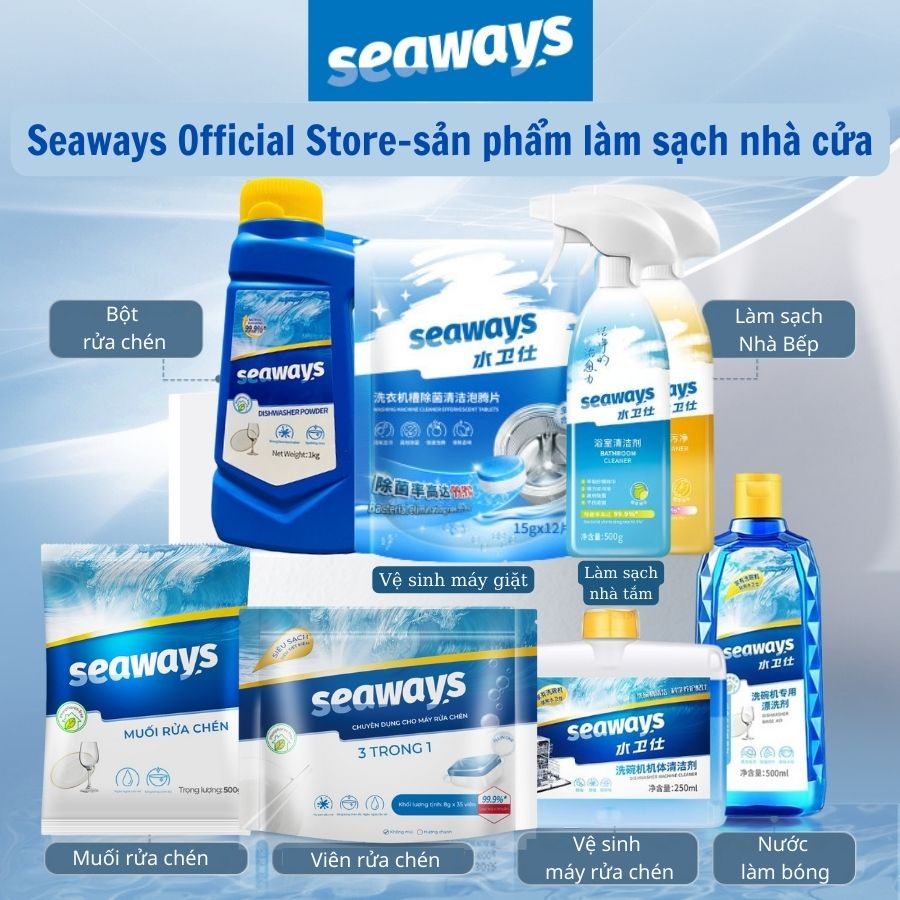 Dung dịch vệ sinh máy rửa chén bát Seaways dùng cho mọi loại máy rửa chén, chai 250ml