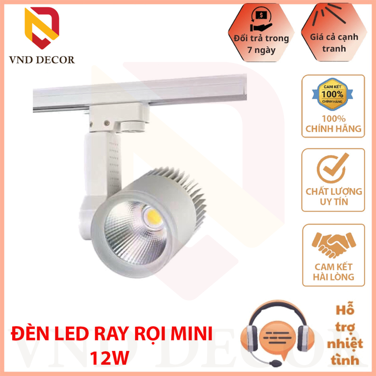 ĐÈN LED RAY RỌI MINI COB 12W VỎ TRẮNG - ÁNH SÁNG TRẮNG 6500K, ÁNH SÁNG VÀNG 3500K, SỬ DỤNG TRANG TRÍ SHOROOM, CỬA HÀNG