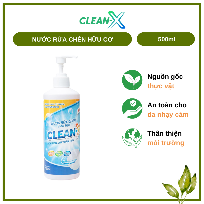 NƯỚC RỬA CHÉN BÁT SINH HỌC CLEANX  500ml