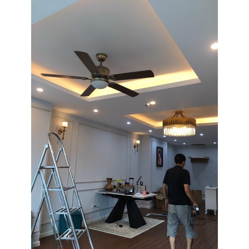 Quạt Trần Đèn 5 Cánh Gỗ,Điều Khiển Từ Xa 3 Chế Độ Ánh Sáng,Có Đảo Chiều Hút Ẩm Mùa Đông,Sải Cánh Lớn,Mã 120