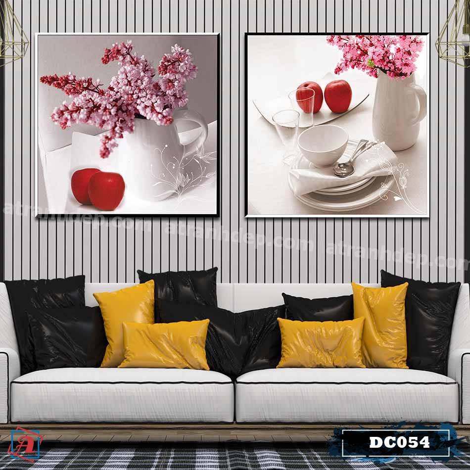 Bộ 2 tranh canvas treo tường Decor Bình hoa trang trí phòng ăn, phong cách hiện đại – DC054