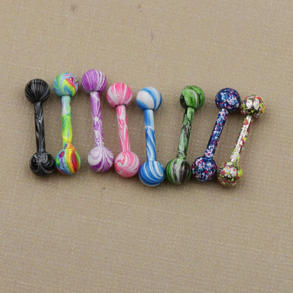 8 Pieces Stainless Steel Lip Bars Rings Barbell Piercing Jewelry 16G