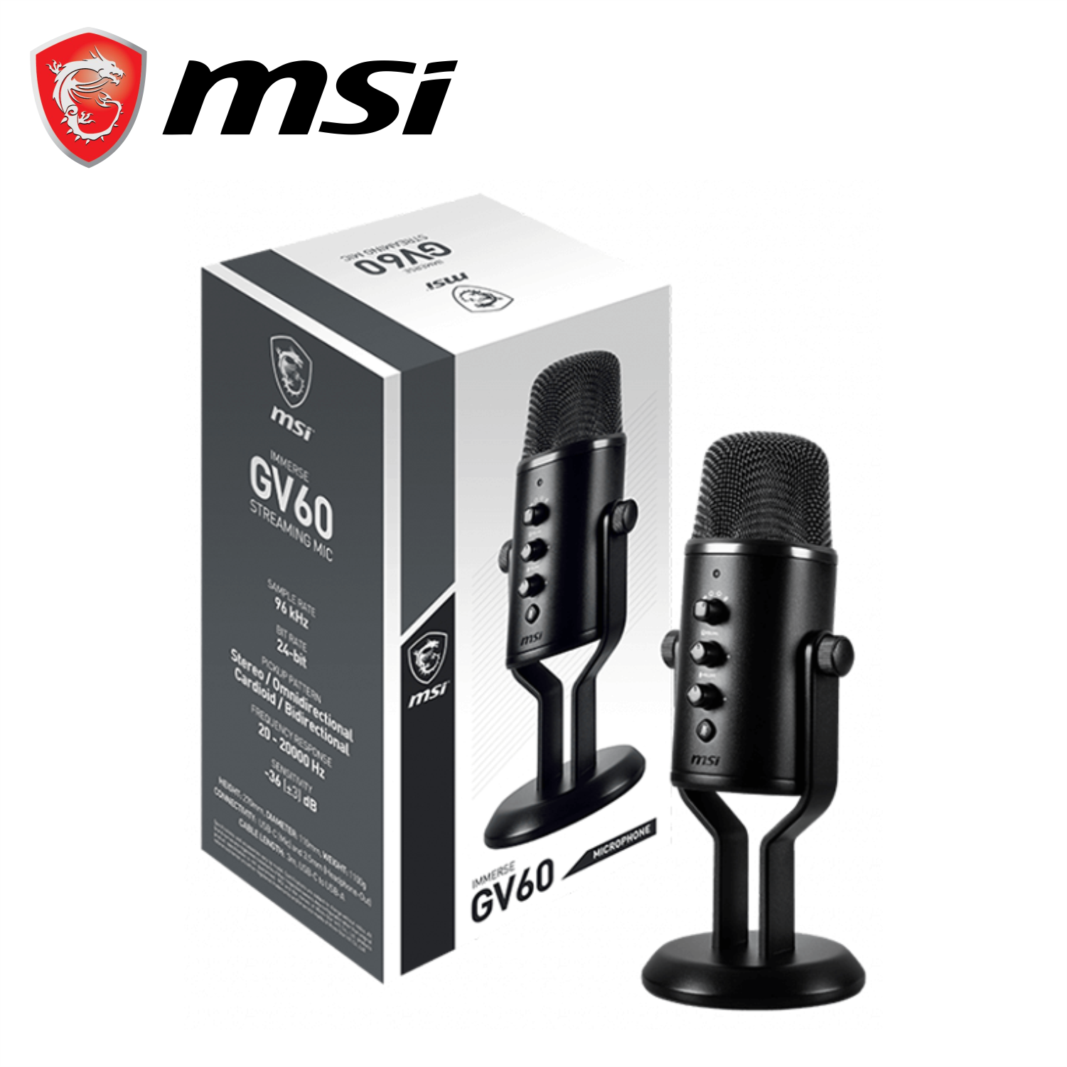 Micro MSI IMMERSE GV60 Mic Thu Âm Và Livestream Kèm Dây Cáp - Hàng Chính Hãng