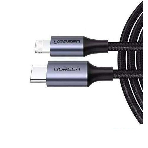 Cáp usb type c ra lightning bọc nhôm chống nhiễu màu đen ugreen 60758 0.25m - hàng chính hãng