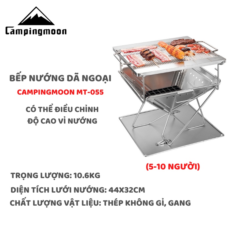 Bếp nướng than hoa gấp gọn 8-10 người Campingmoon MT-055