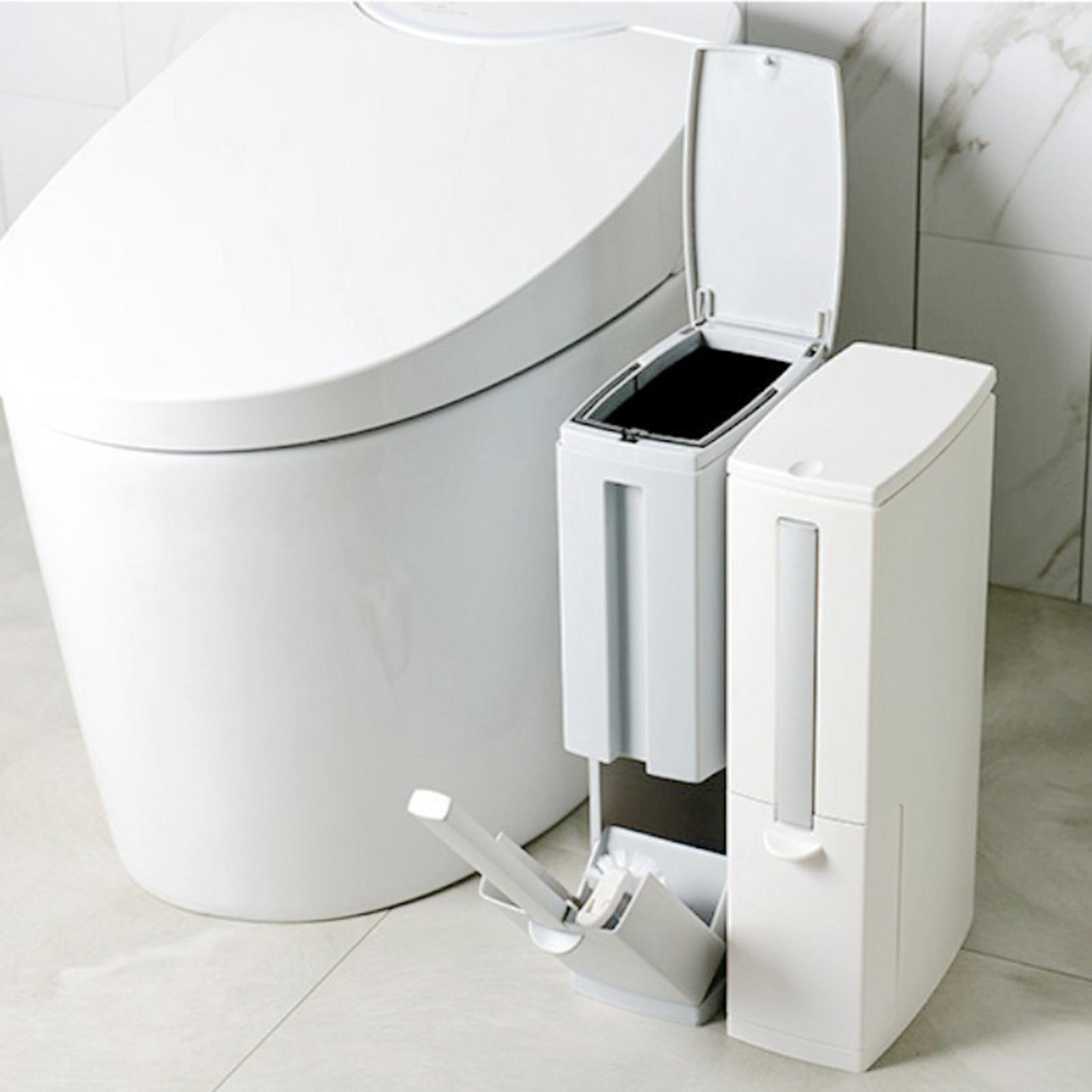 WC Narrow Trash  Set Waste  Bathroom White