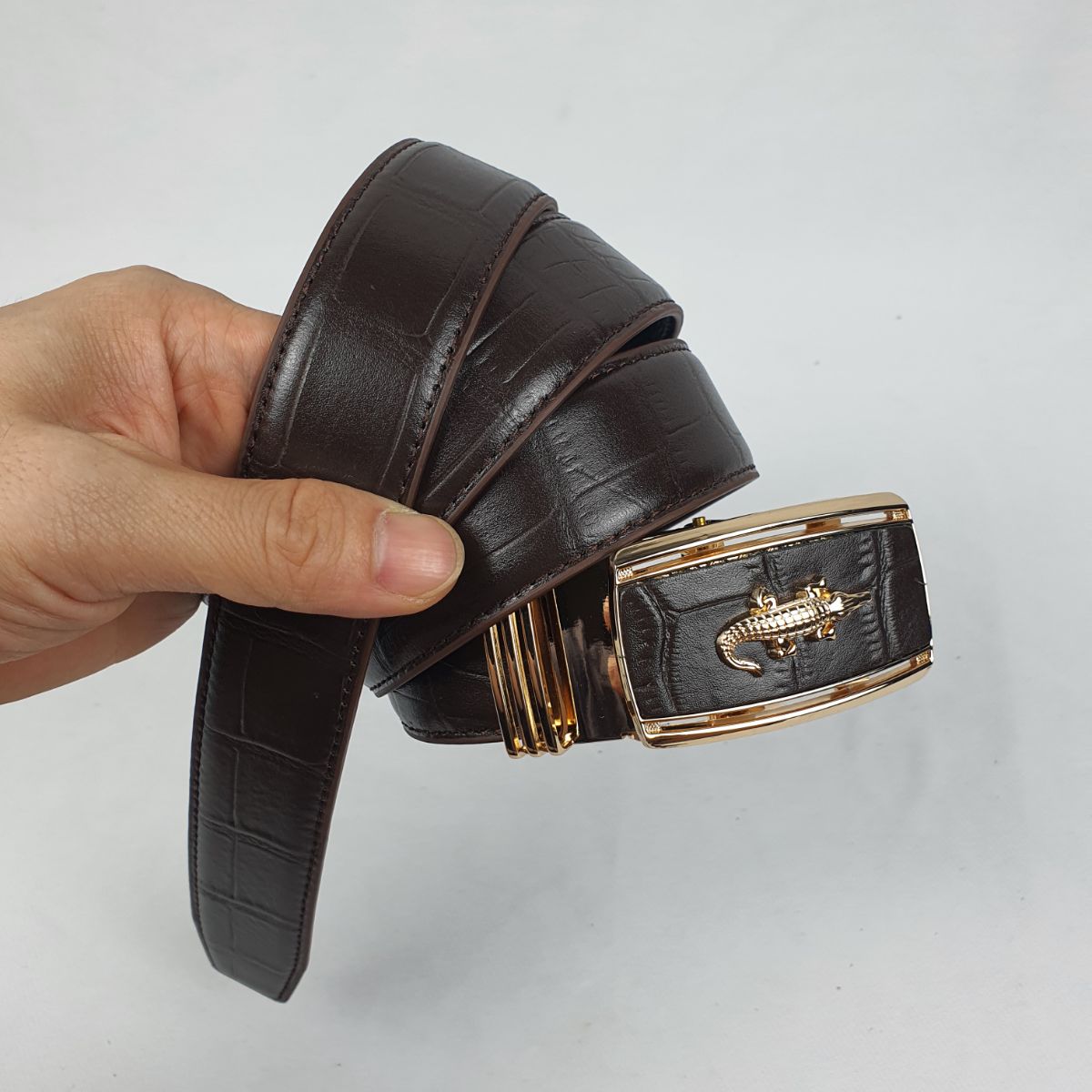Thắt lưng dây nịt nam da bò vân cá sấu khóa trượt bản 35mm CAM KẾT Y HÌNH - BH 3 năm BL116