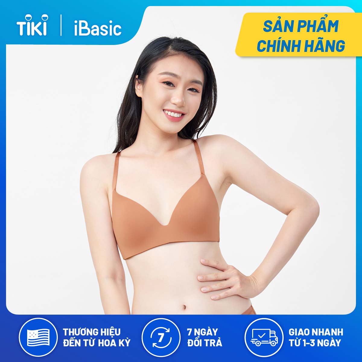 Áo ngực không gọng mút mỏng phối ren lưng iBasic BRAW142