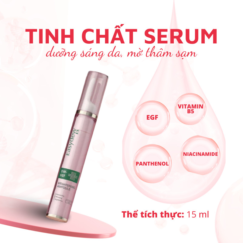 Tinh chất giúp dưỡng sáng da cấp ẩm hỗ trợ dấu hiệu lão hóa ban đêm Easydew Ex DW-EGF Brightening Ampoule 15ml