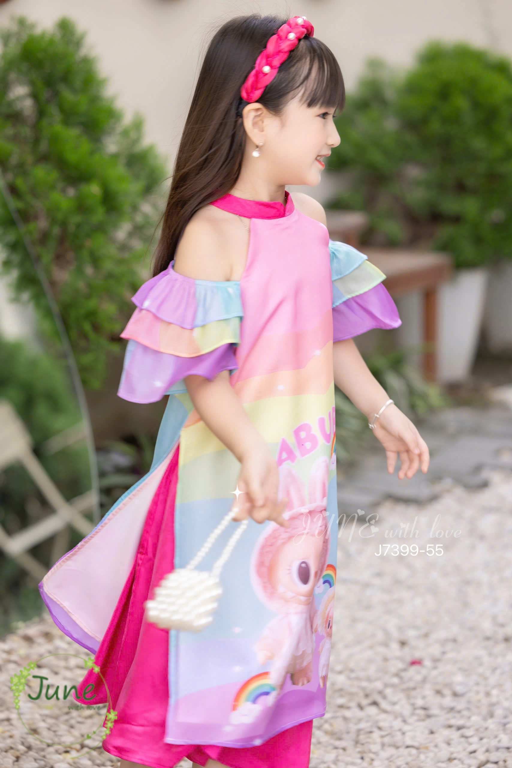 Bộ áo dài tết cho bé gái mẫu labubu xinh xắn diện tết năm mới giáng sinh noel từ 12-50kg hàng thiết kế cao cấp