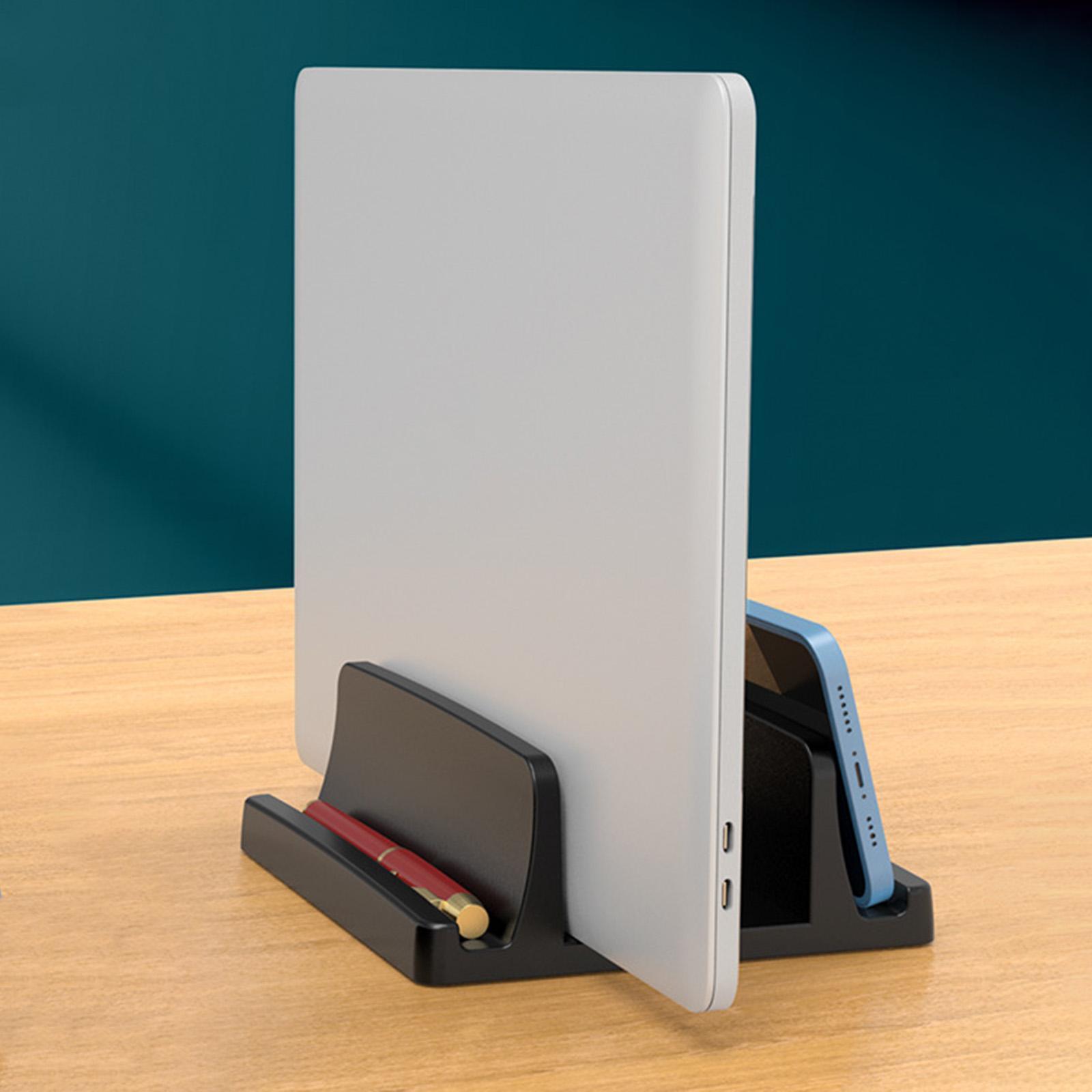 Vertical Laptop Stand Holder Dual Slots Design Durable Mobile Phone Stand for Home