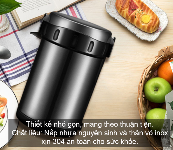 Hộp cơm giữ nhiệt công nghệ Chân không 3 Lớp 12-24h - 2 Lít