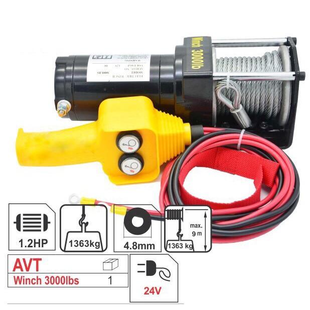 Tời Ắc Quy, Cứu Hộ Ô Tô 3000lbs Nguồn 12V-24V