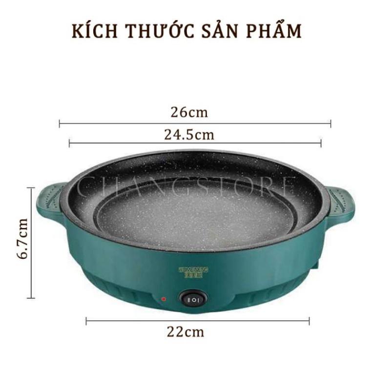 Chảo Nướng Điện Mini Đa Năng Chống Dính 26cm, Chảo nướng phong cách Hàn Quốc_CNĐ_