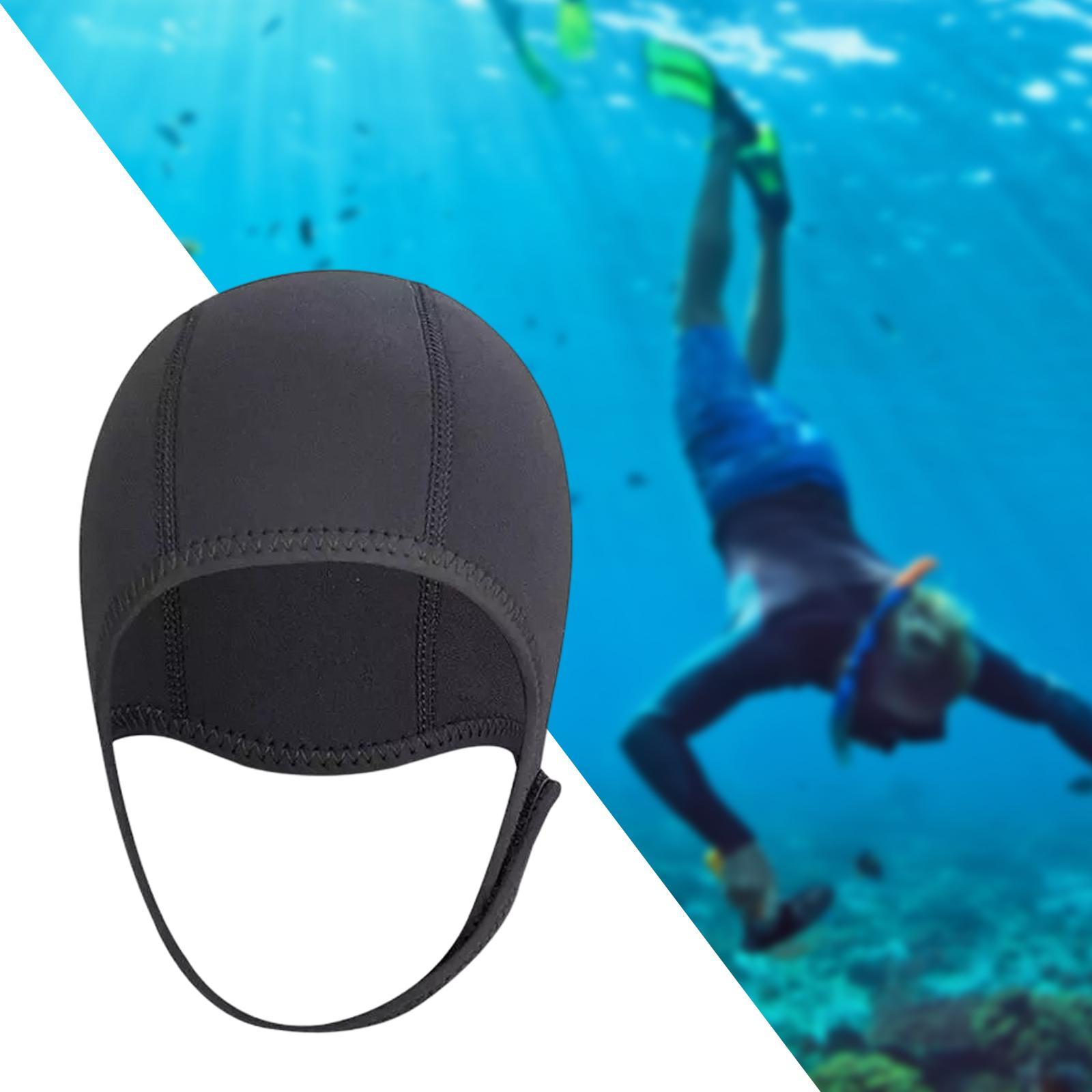 3mm Neoprene Scuba Diving Hat Thicken Winter Warm Adjustable Wetsuit Thermal Hood Dive Hood Swimming Hat for Underwater Canoeing Unisex