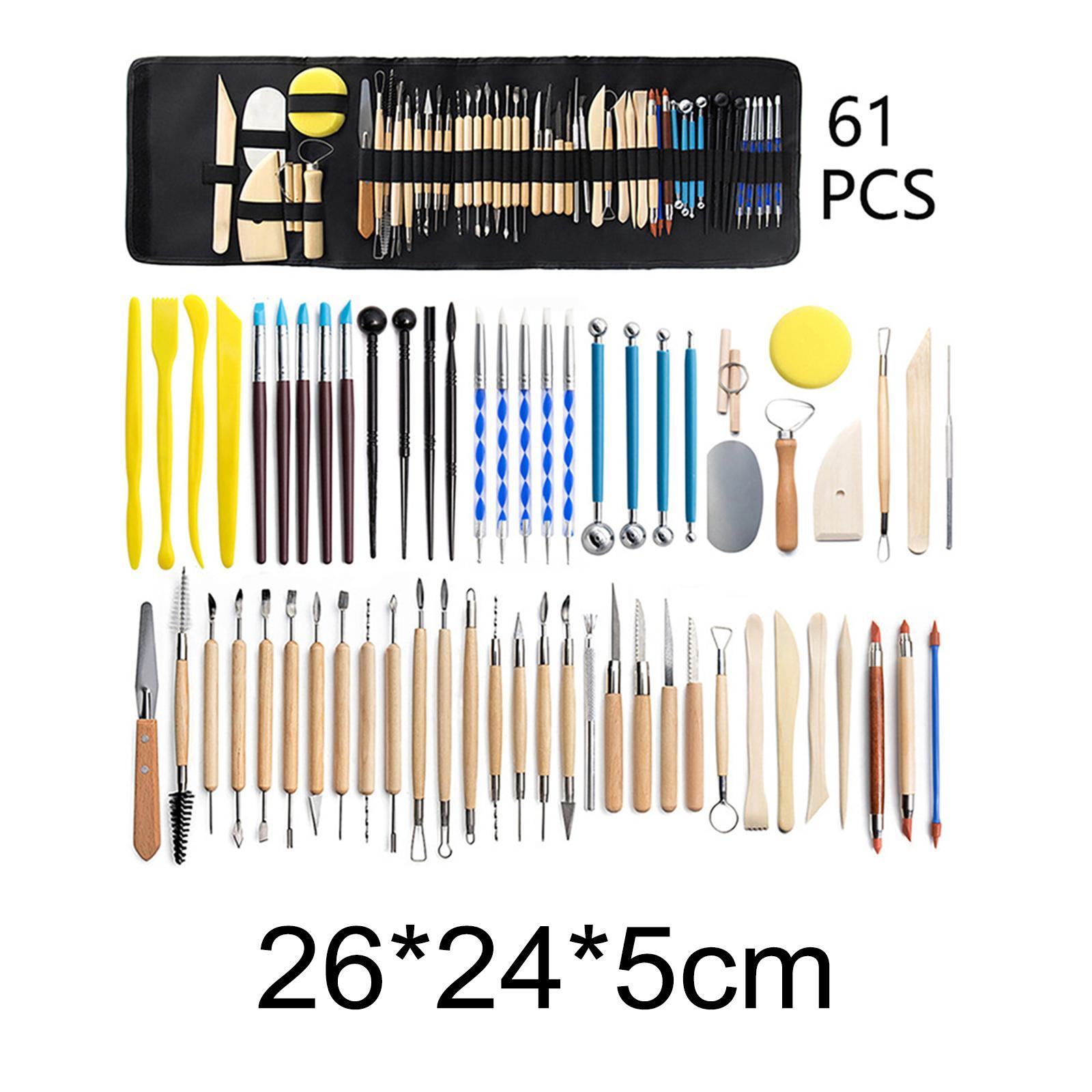 61 Pieces Polymer Clay Tools Set, Clay Carving Tools, Double Sided for Beginners Ceramics Clay Tools, Clay Sculpting Tools for Shaping, Drawing