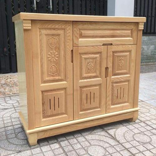 Tủ giày 3 cánh gỗ sồi màu tự nhiên, tủ đựng dày dép gỗ