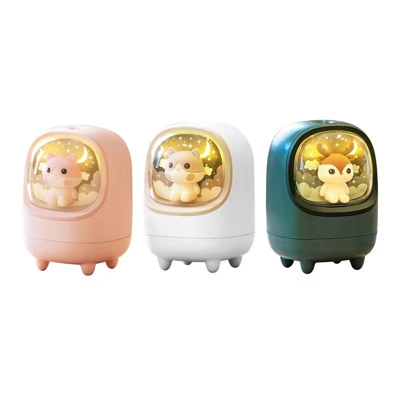 Máy Phun Sương Tạo Ẩm Không Khí USB Không Dây Siêu Âm Tinh Máy Khuếch Tán Tinh Dầu Hình Thú Dễ Thương Humidificador Với Bầu Không Khí Đèn Nhà