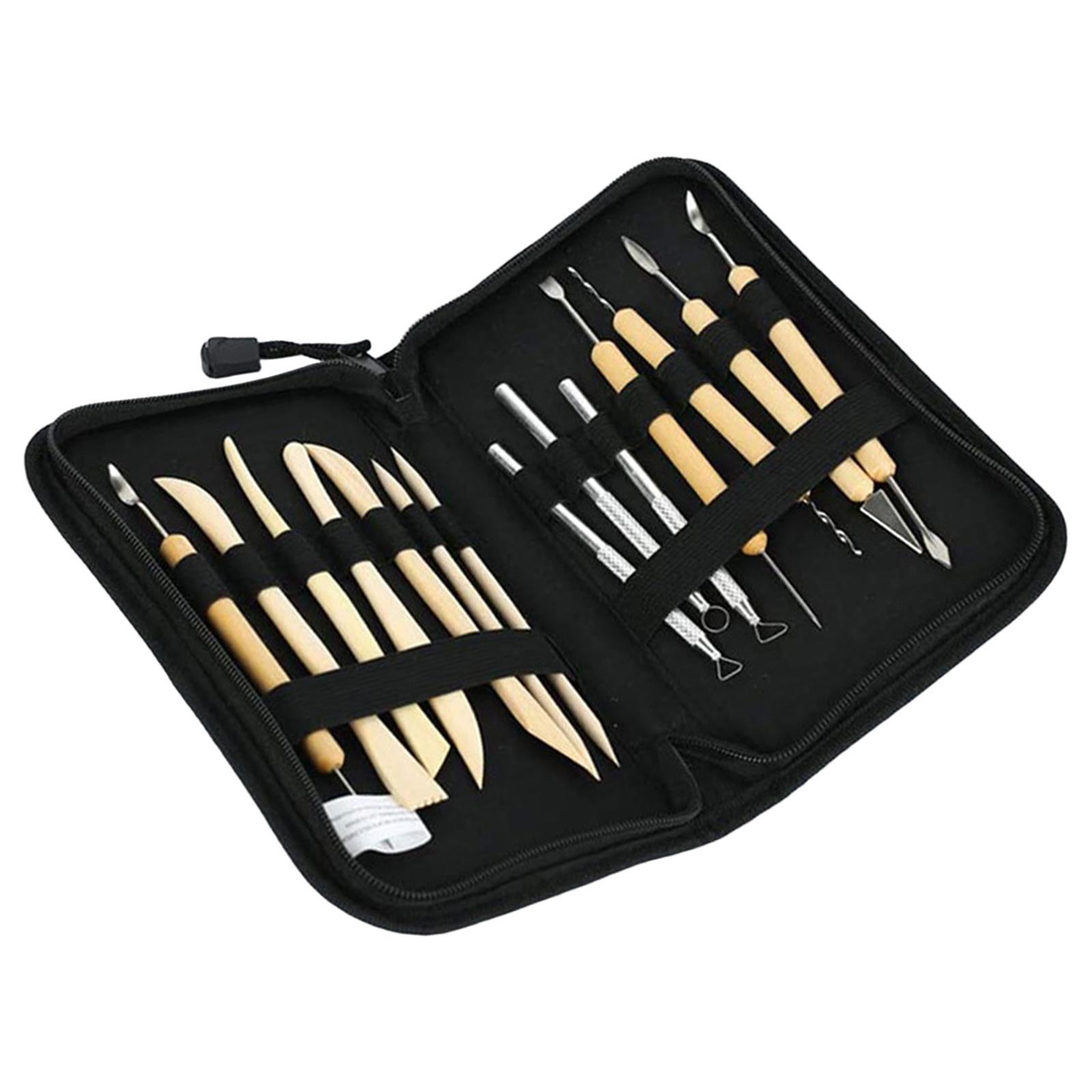 14x Polymer Clay Tools Clay Carving Tool Set with Carrying Case Clay Sculpting Tools Pottery Carving Tool Set for Carving Modeling Drawing