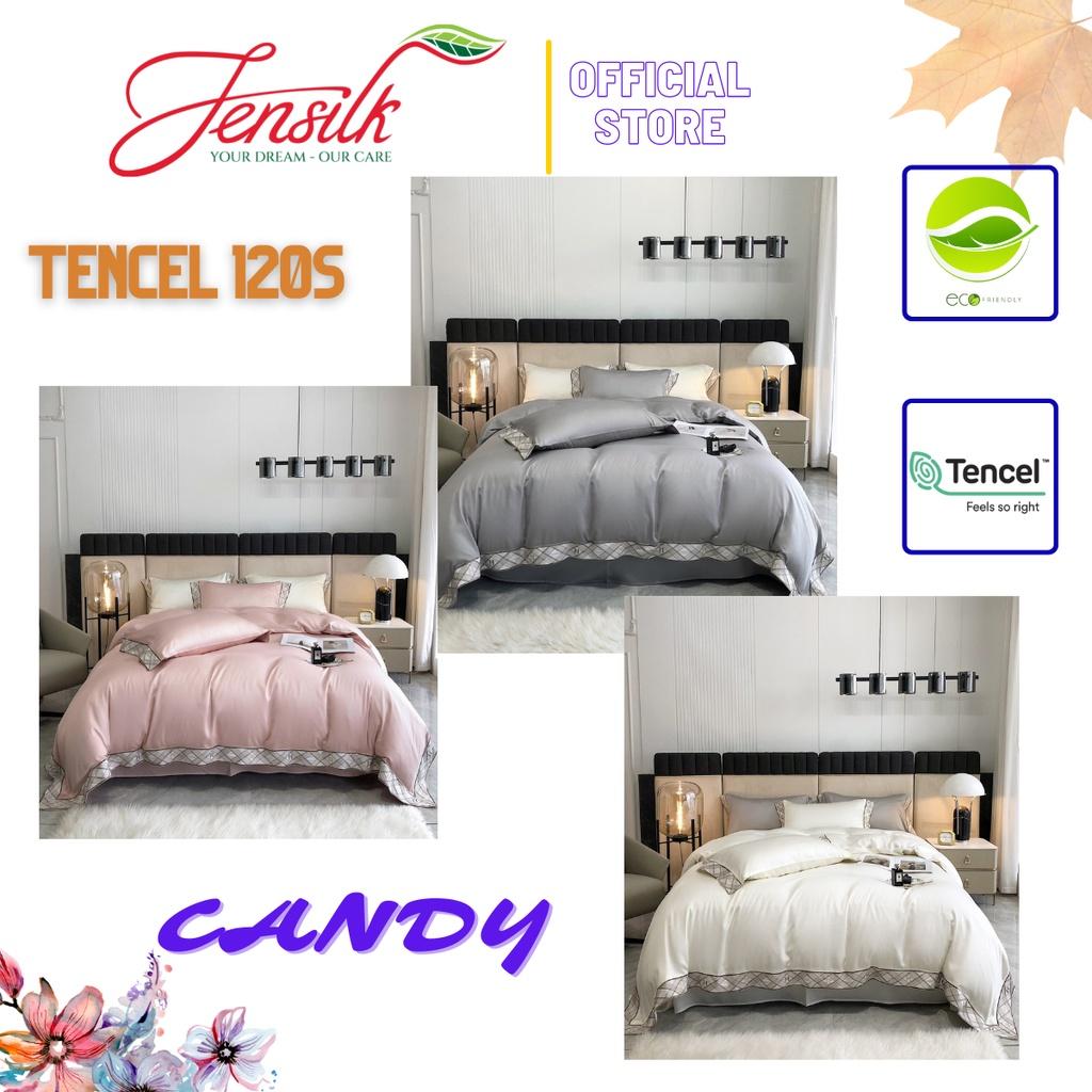 Bộ chăn ga gối 100%Tencel 120s cao cấp Phối Viền kiểu Candy, phong cách châu âu sang trọng cổ điển