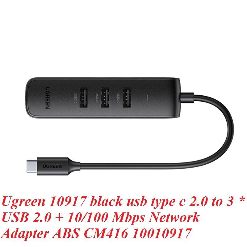 Ugreen UG10917CM416TK USB Type C 2.0 sang 3 * USB 3.0 + Lan 10/100 Mbps nhựa ABS - HÀNG CHÍNH HÃNG