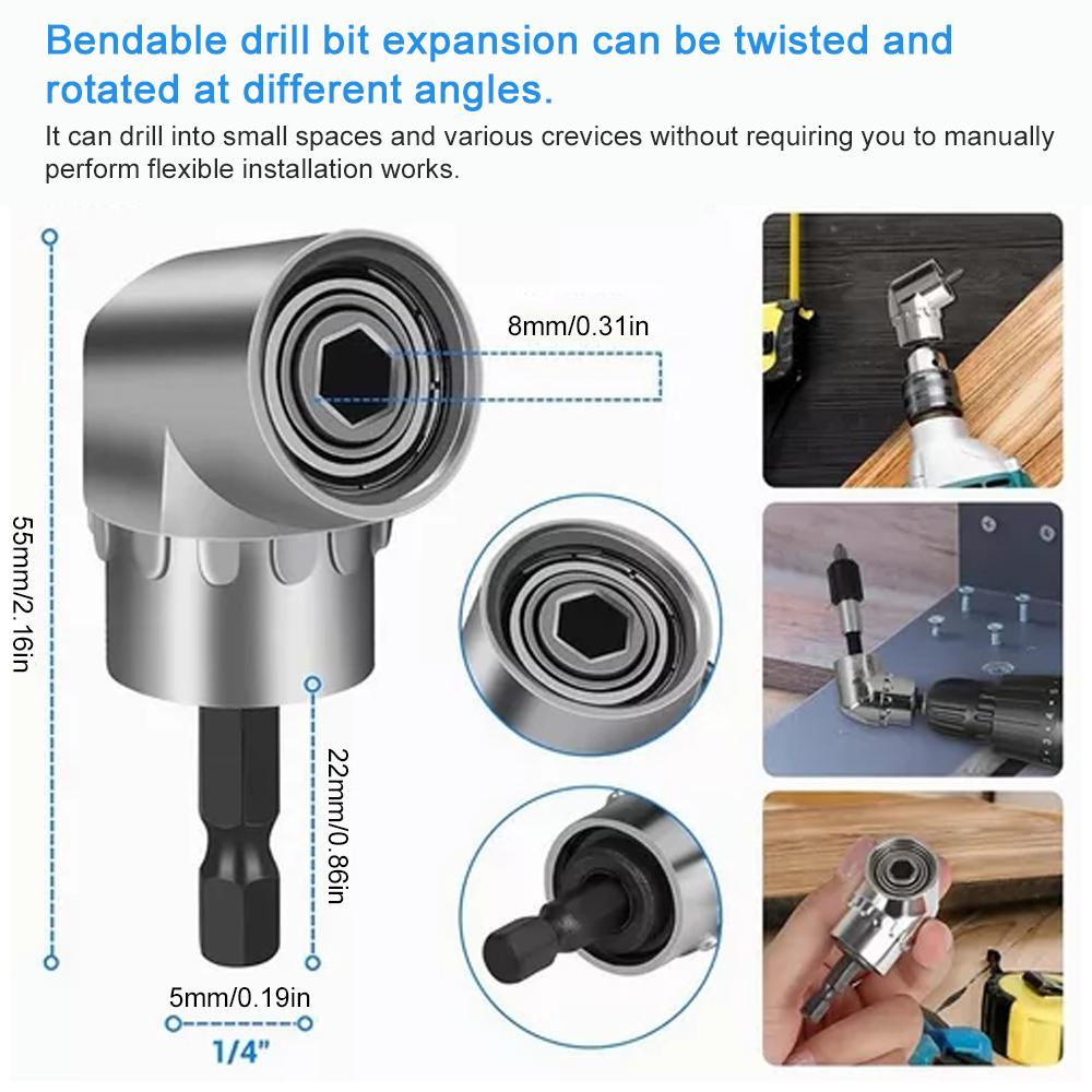 21PCS Flexible Drill Bit Extension Set with 105° Angle Drill Bit Extension & 1/2 3/8 1/4 inch Universal Socket Adapter & Drill Bit Holder & Screwdriver Bit Kit & Universal Socket Grip